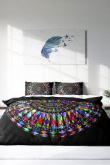 Çift Kişilik Nevresim Takımı Sık Dokuma Pamuk Saten 3D Özel Tasarım Mandala 4