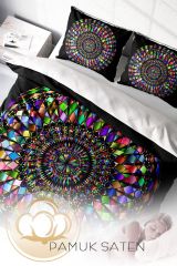 Çift Kişilik Nevresim Takımı Sık Dokuma Pamuk Saten 3D Özel Tasarım Mandala 4