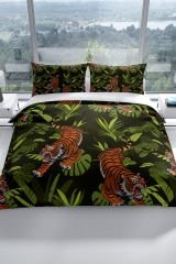 Tigers 3d Pamuk Saten Çift Kişilik Nevresim Seti
