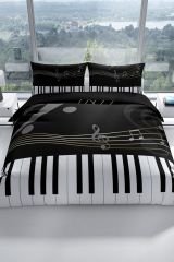 Piano 3d Pamuk Saten Çift Kişilik Nevresim Seti