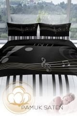 Piano 3d Pamuk Saten Çift Kişilik Nevresim Seti