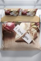 Love You 3d Pamuk Saten Çift Kişilik Nevresim Seti
