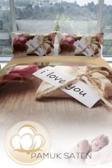Love You 3d Pamuk Saten Çift Kişilik Nevresim Seti