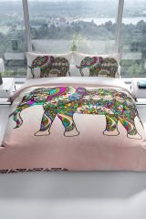 Elephant 3d Pamuk Saten Çift Kişilik Nevresim Seti