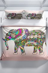 Elephant 3d Pamuk Saten Çift Kişilik Nevresim Seti