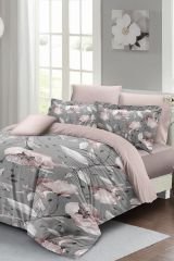 Gray Rose Çift Kişilik Nevresim Takımı 3d Pamuk Saten
