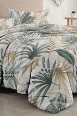 Botanik Palm Çift Kişilik Nevresim Takımı 3d Pamuk Saten