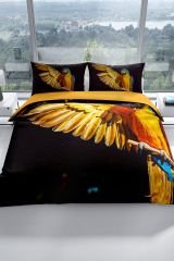 Parrot 3d Pamuk Saten Çift Kişilik Nevresim Seti