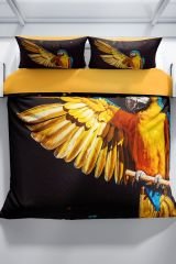 Parrot 3d Pamuk Saten Çift Kişilik Nevresim Seti