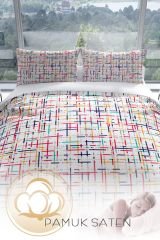 Colorful 3d Pamuk Saten Çift Kişilik Nevresim Seti