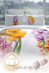 Orchid 3d Pamuk Saten Çift Kişilik Nevresim Seti