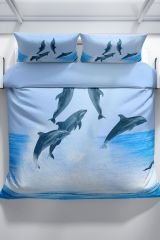 Dolphin2 3d Pamuk Saten Çift Kişilik Nevresim Seti