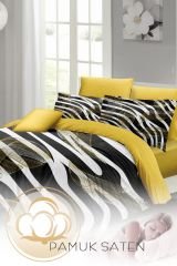 Çift Kişilik Nevresim Takımı Sık Dokuma Pamuk Saten 3d Özel Tasarım Zebra Feather