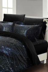Çift Kişilik Nevresim Takımı Sık Dokuma Pamuk Saten 3d Özel Tasarım Star Moon