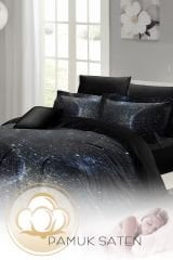 Çift Kişilik Nevresim Takımı Sık Dokuma Pamuk Saten 3d Özel Tasarım Star Moon