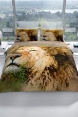 Lion 3d Pamuk Saten Çift Kişilik Nevresim Seti