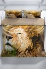 Lion 3d Pamuk Saten Çift Kişilik Nevresim Seti