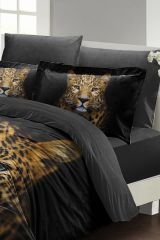 Leopard Çift Kişilik Nevresim Takımı Özel Dokuma Pamuk Saten 3d Özel Tasarım