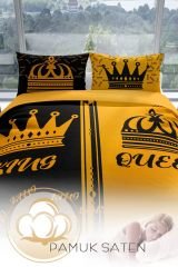 King-queen 3d Pamuk Saten Çift Kişilik Nevresim Seti