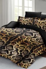 Çift Kişilik Nevresim Takımı Sık Dokuma Pamuk Saten 3d Özel Tasarım Lux Leopar