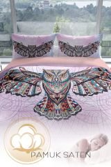 Mr. Owl 3d Pamuk Saten Çift Kişilik Nevresim Seti