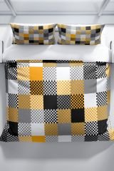 Checkers 3d Pamuk Saten Çift Kişilik Nevresim Seti