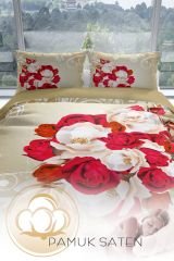 Rose1007 3d Pamuk Saten Çift Kişilik Nevresim Seti