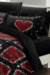 Black Roses 3d Pamuk Saten %100 Pamuk Çift Kişilik Nevresim Takımı
