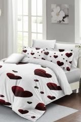 White Love 3d Pamuk Saten %100 Pamuk Çift Kişilik Nevresim Takımı