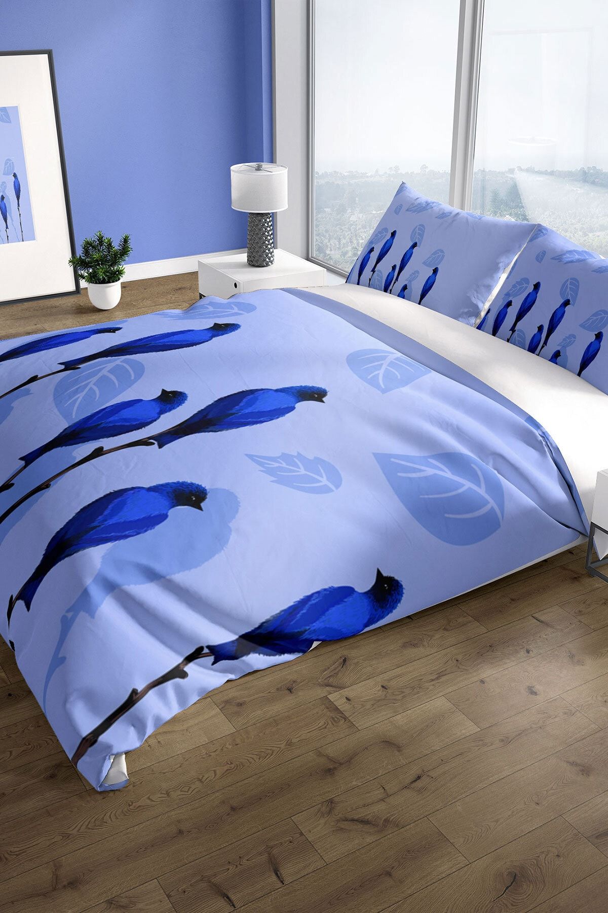 Bluebird 3d Pamuk Saten Çift Kişilik Nevresim Seti