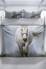 Horse 3d Pamuk Saten Çift Kişilik Nevresim Seti
