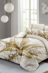 Retro Palm Luxury Çift Kişilik Pamuk Saten Nevresim Takımı