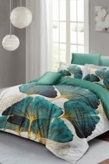 Luxury Leaves Luxury Çift Kişilik Pamuk Saten Nevresim Takımı