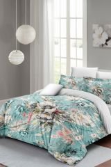 Floral Desing Luxury Çift Kişilik Pamuk Saten Nevresim Takımı