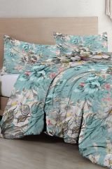 Floral Desing Luxury Çift Kişilik Pamuk Saten Nevresim Takımı