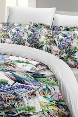 Exotic Floral Luxury Çift Kişilik Pamuk Saten Nevresim Takımı