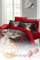 Yılbaşı Nevresim Takımı (Lastikli Çarşaflı) Çift Kişilik %100 Pamuk Saten Noel Dreams