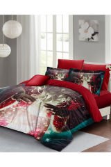 Yılbaşı Nevresim Takımı (Lastikli Çarşaflı) Çift Kişilik %100 Pamuk Saten Noel Dreams