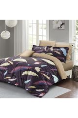 Nevresim Takımı Çift Kişilik 3d Pamuk Saten Colorful Feather