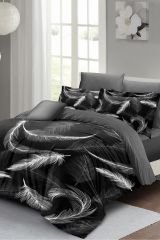 Nevresim Takımı Çift Kişilik 3d Pamuk Saten Dark Feather