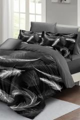 Nevresim Takımı Çift Kişilik 3d Pamuk Saten Dark Feather