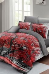 Red Tree Çift Kişilik Nevresim Takımı 3d Pamuk Saten