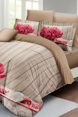 Pink Flowers Çift Kişilik Nevresim Takımı 3d Pamuk Saten