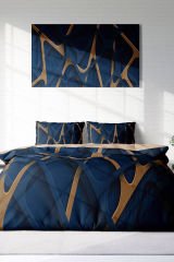 Blue Brown 3d Pamuk Saten Çift Kişilik Nevresim Takımı