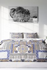 Blue Patchwork 3d Pamuk Saten Çift Kişilik Nevresim Takımı