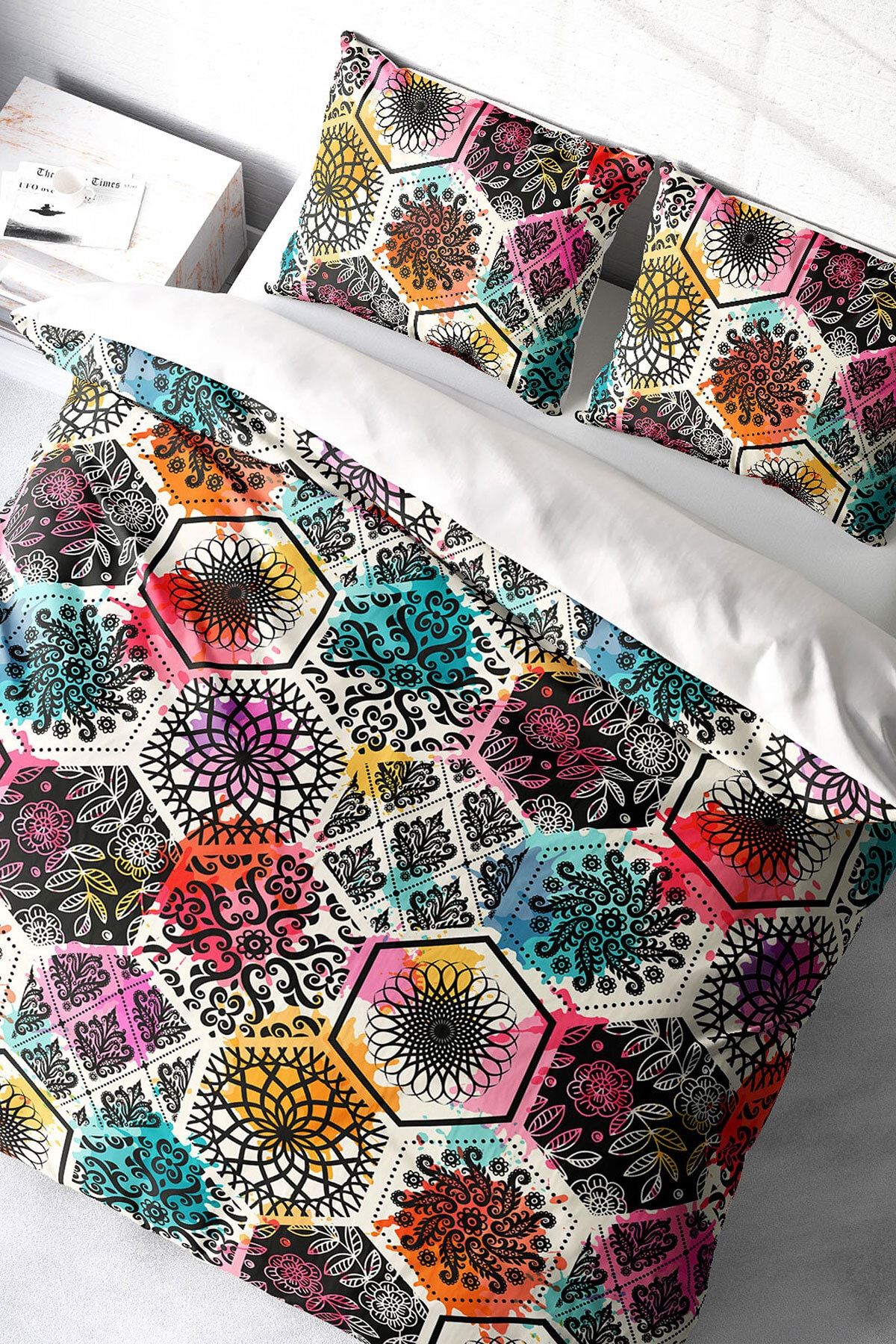 Patchwork Tiles 3d Pamuk Saten Çift Kişilik Nevresim Takımı