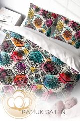 Patchwork Tiles 3d Pamuk Saten Çift Kişilik Nevresim Takımı