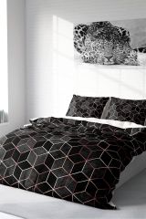 Gold Cube 3d Pamuk Saten Çift Kişilik Nevresim Takımı