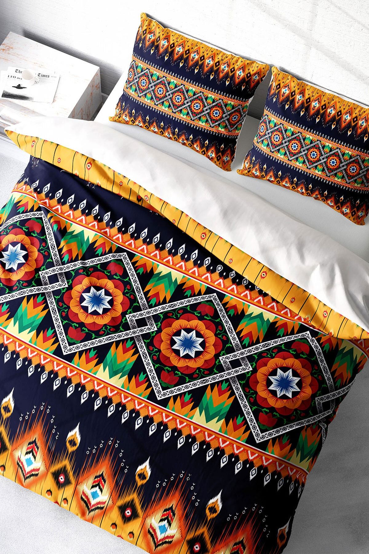 Oriental Ethnic 3d Pamuk Saten Çift Kişilik Nevresim Takımı