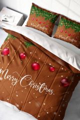 Yılbaşı Nevresim Takımı (Lastikli Çarşaflı) Çift Kişilik %100 Pamuk Saten Deer Noel